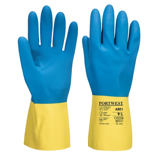 [A801Y4RL]  Guante de látex de doble inmersión Amarillo/Azul