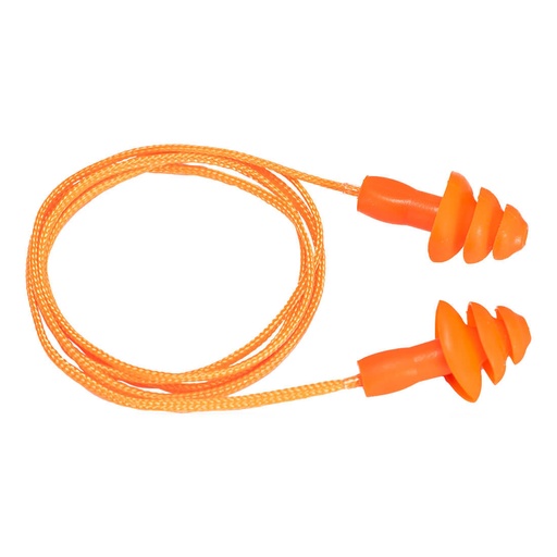 [EP04ORR] Tapones para los oídos reutilizables de TPR con cordón Naranja 